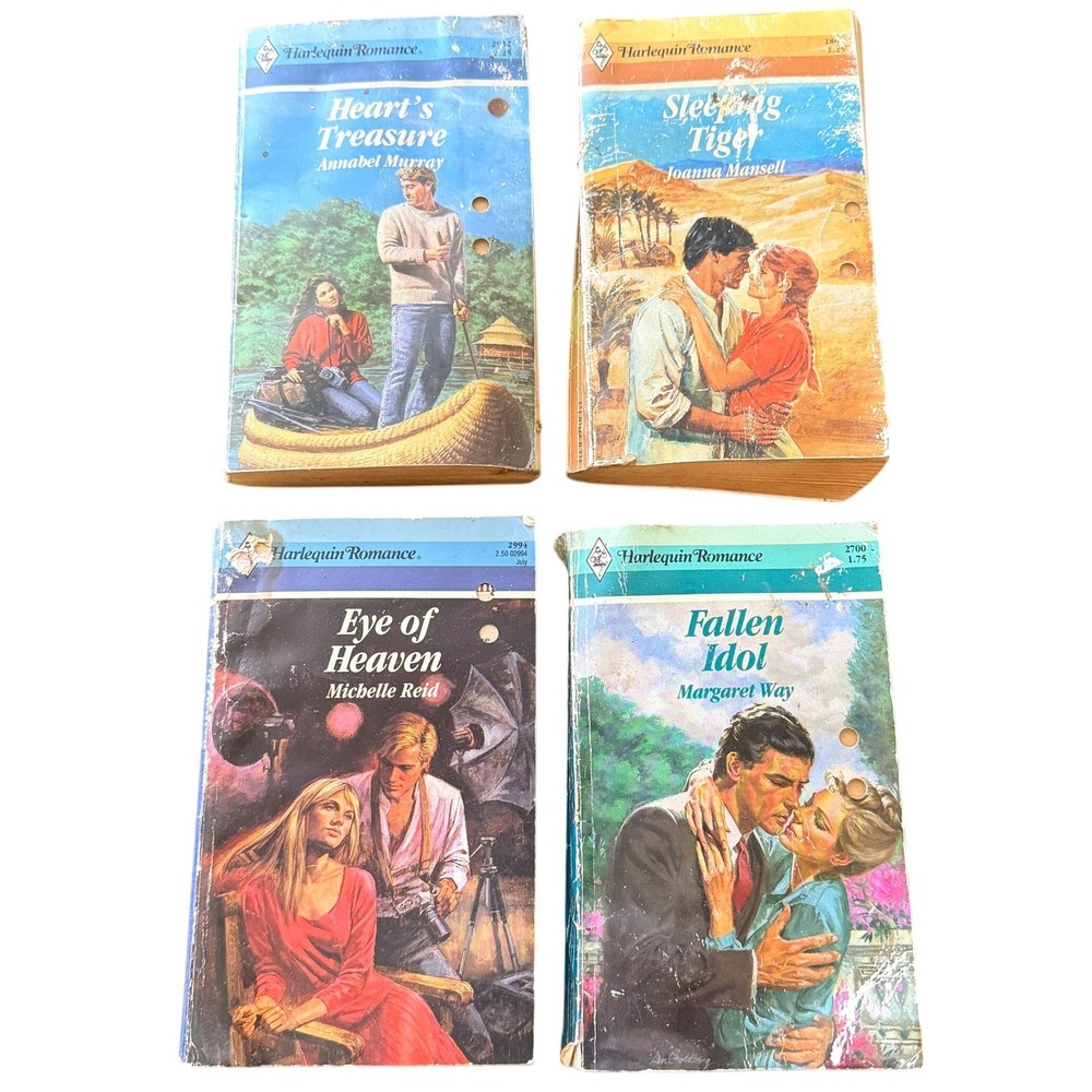 Harlequin Vintage Romance Paperback Book Lot Heart's Treasure 4 Books 1980s-90s